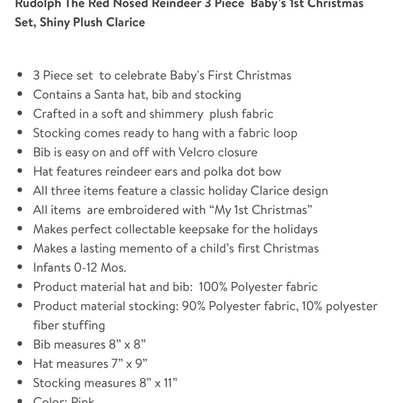 Rudolph The Red Nose Reindeer 3 piece Baby’s 1st Christmas Set NIP - Picture 6 of 7